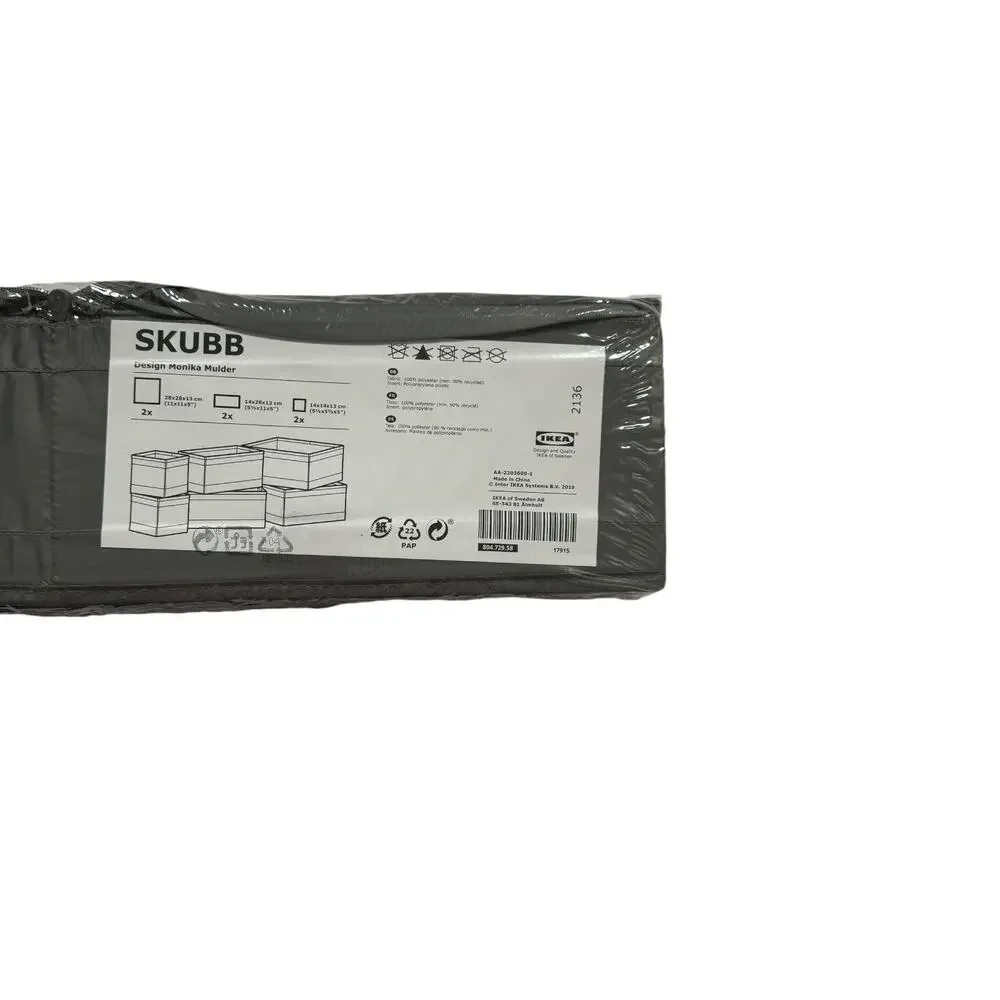 IKEA Skubb Dark Gray Drawer Organizers Set of 6 New Sealed